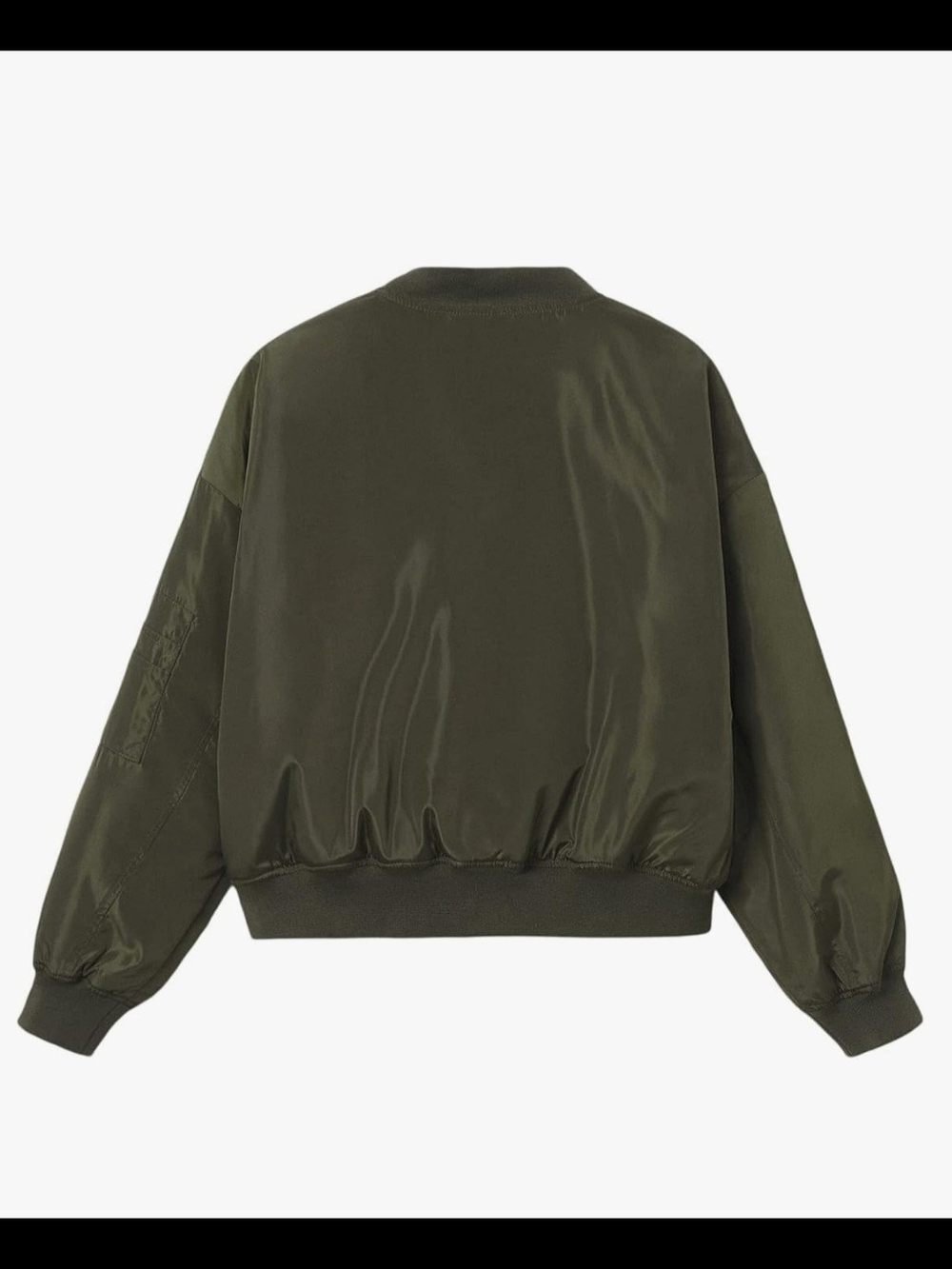 Mango Black Satin Bomber Jacket with Silver Zip - Picture 3 of 9